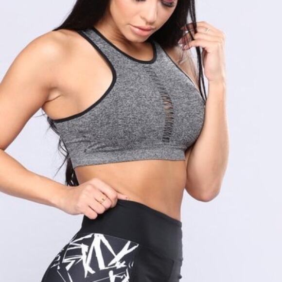 Zobha Heather Gray Cut Out High Neck Sports Bra Small - Picture 3 of 9